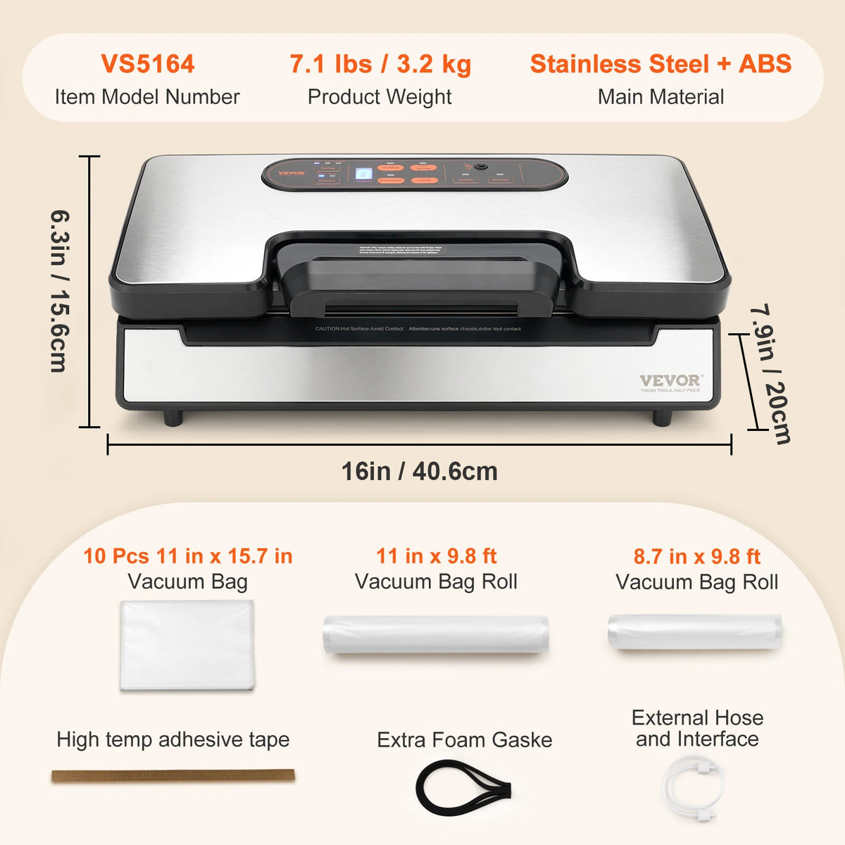 SucceBuy Commercial Automatic Food Vacuum Sealer With Roll Storage