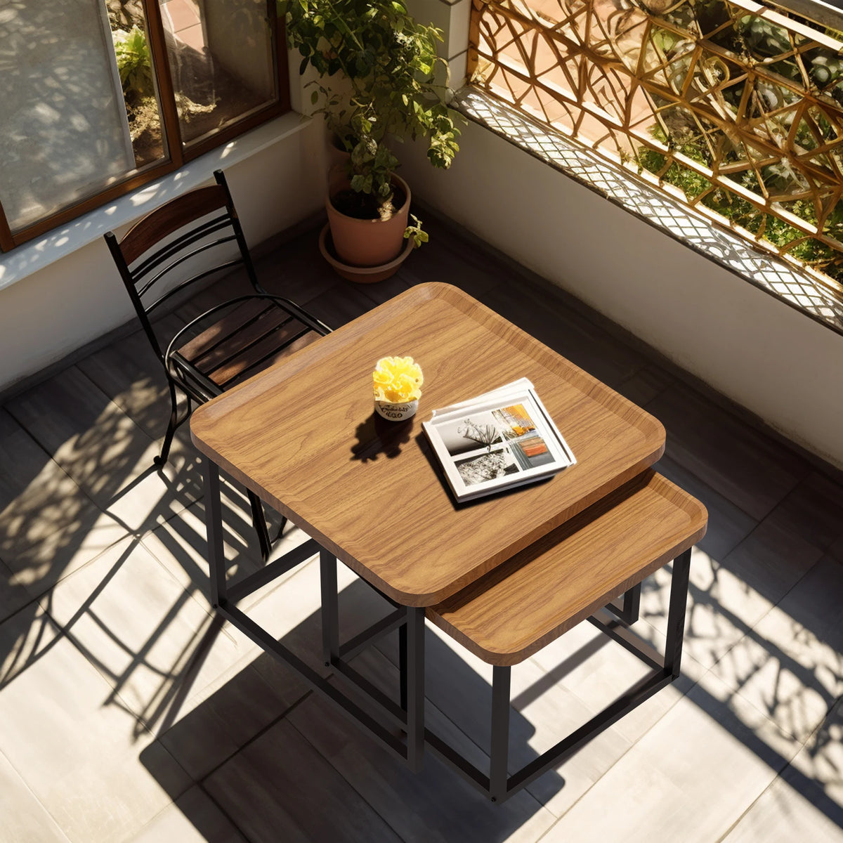 Modern Nesting Coffee Table Set With Metal Frame Furniture