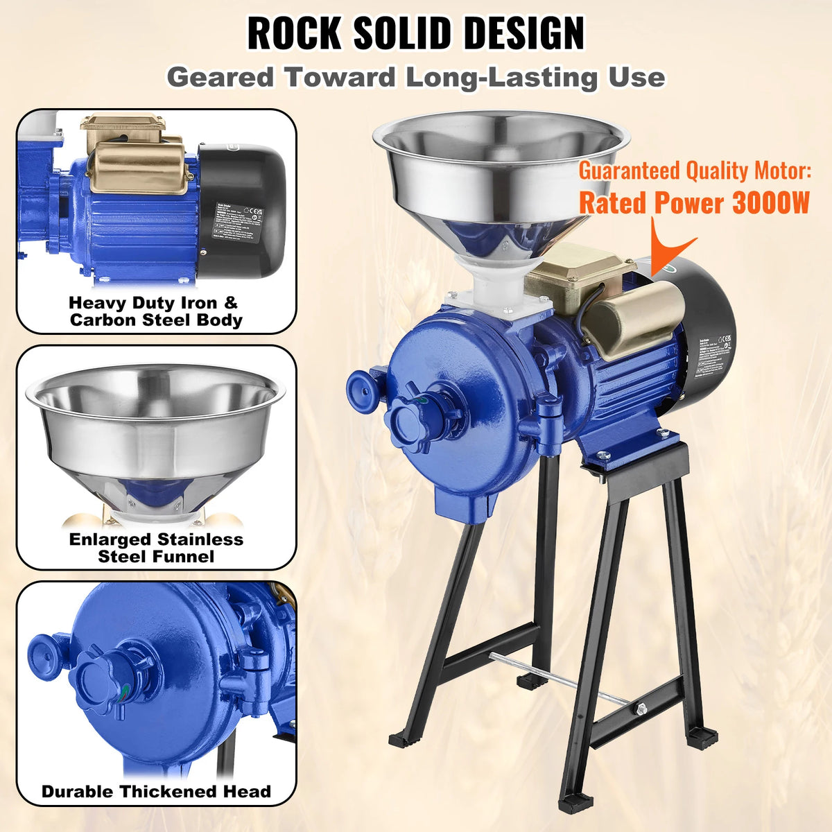 VEVOR Commercial Electric Grain Mill Grinder for Corn and Spices