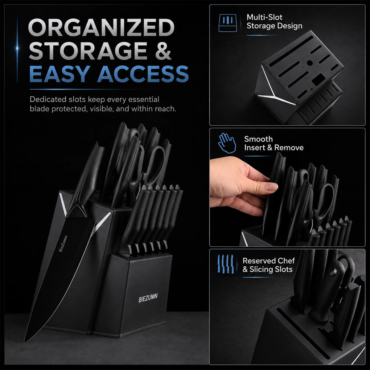 Stainless Steel Kitchen Knife Set With Ergonomic Handles