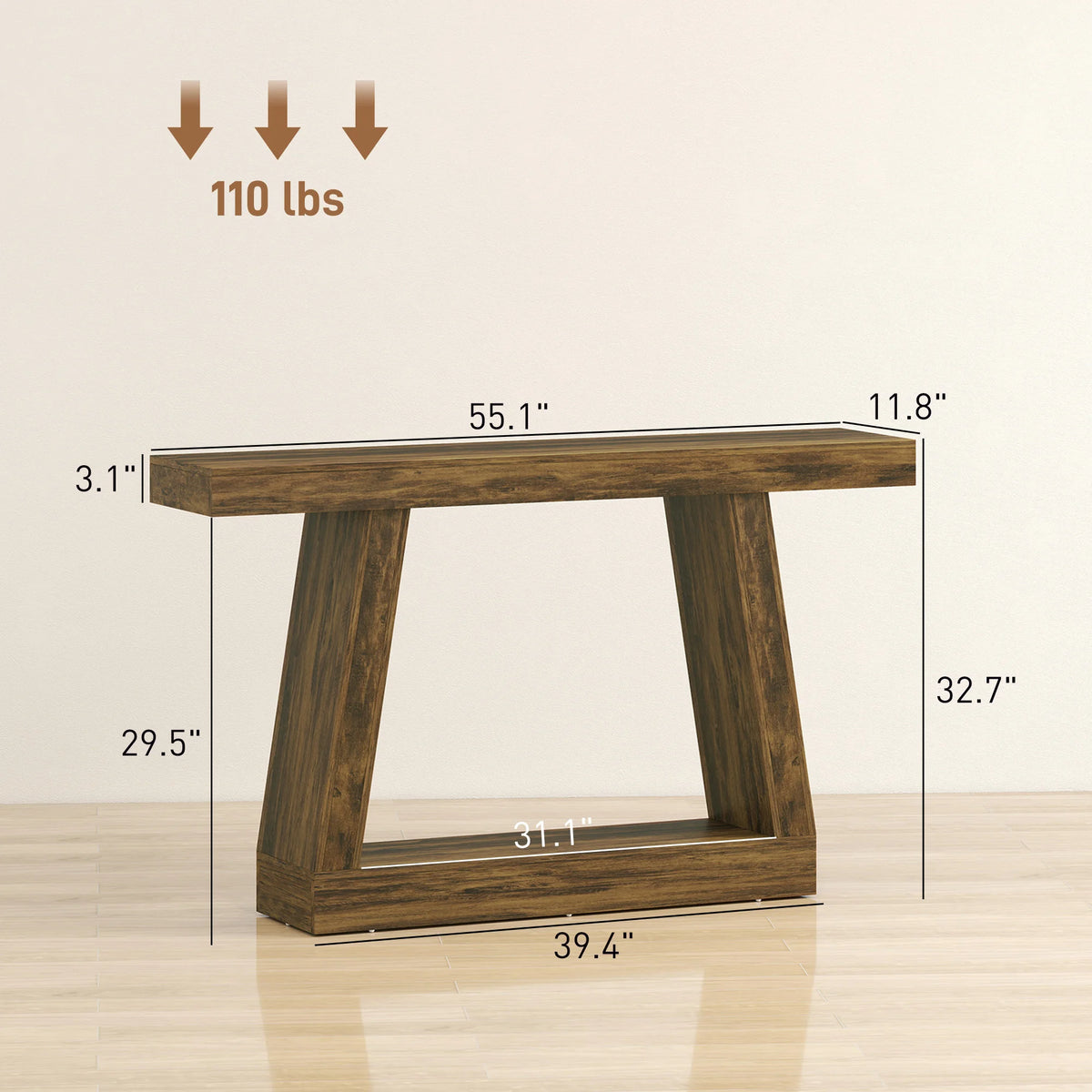 HOMCOM Farmhouse Console Table With Two Tier Storage Shelf
