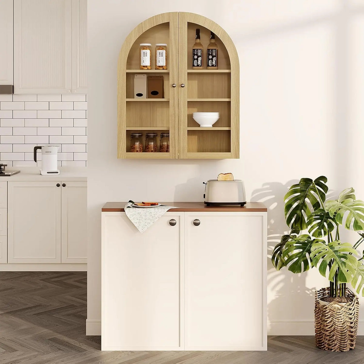 HiMISS Arched Bathroom Wall Cabinet With Doors And Adjustable Shelf