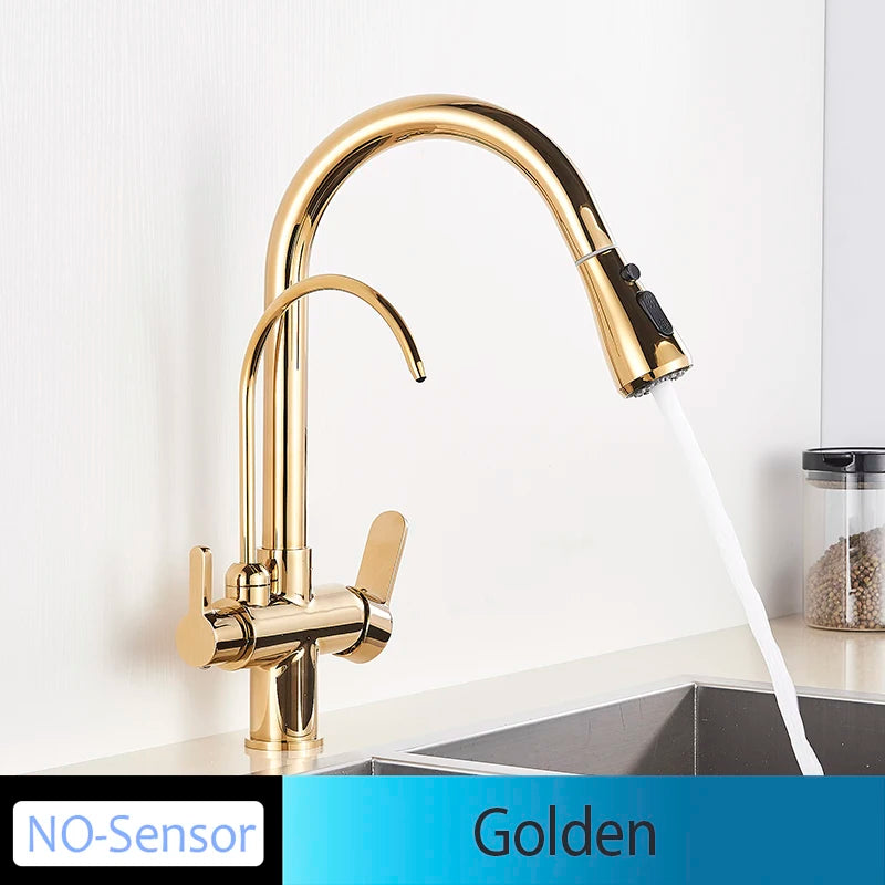 Onyzpily Touch Sensor Pull Out Kitchen Faucet Hot Cold Mixer