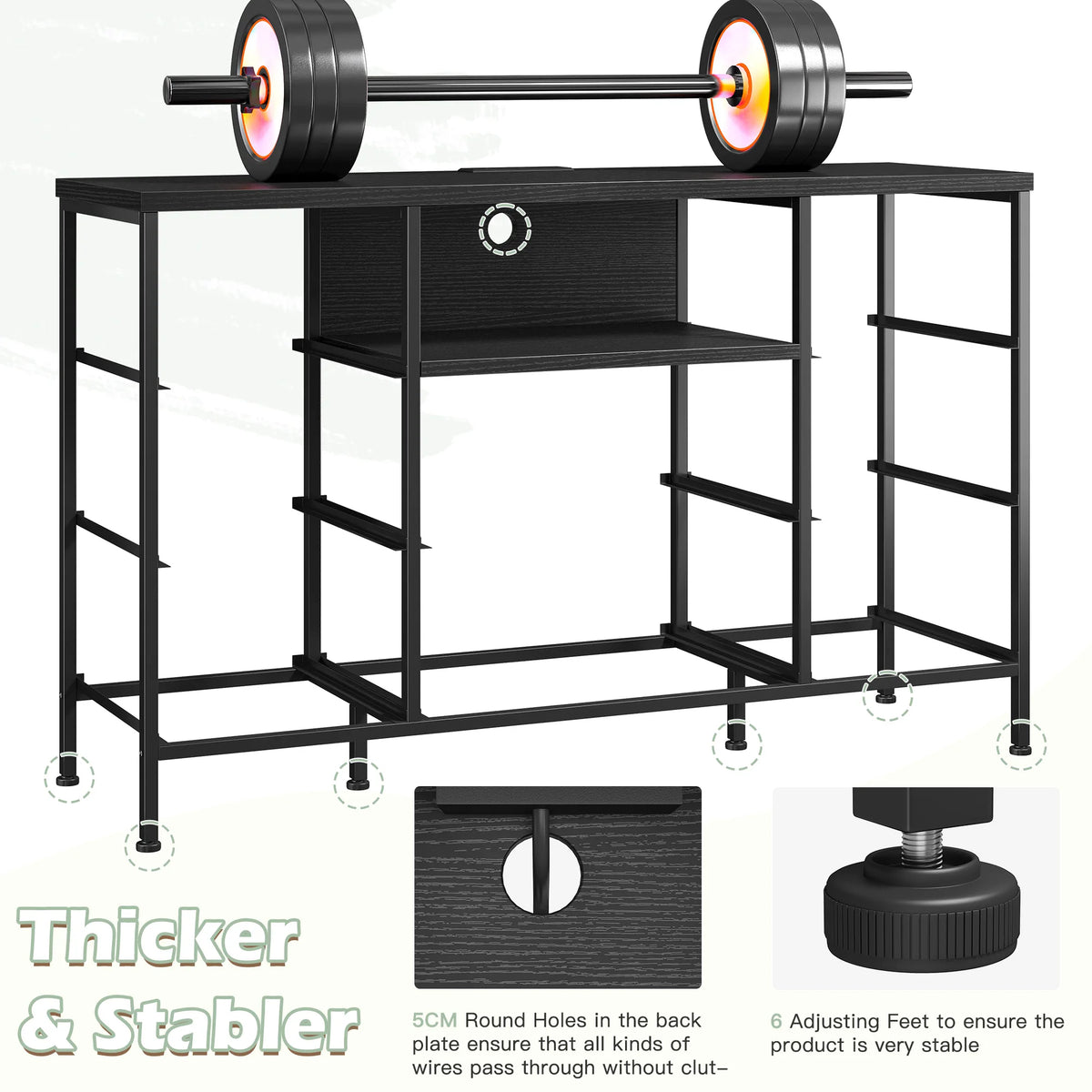 EnHomee Media Dresser With LED Lighting And Charging Station