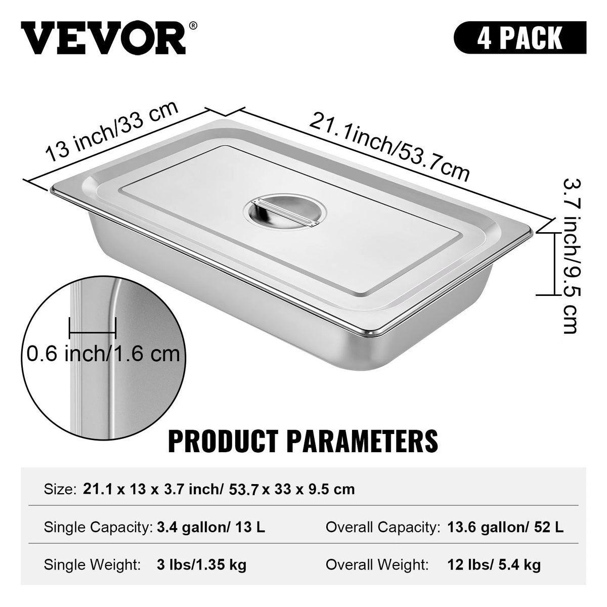 SucceBuy Stainless Steel Buffet Chafing Dishes Steam Table Pans