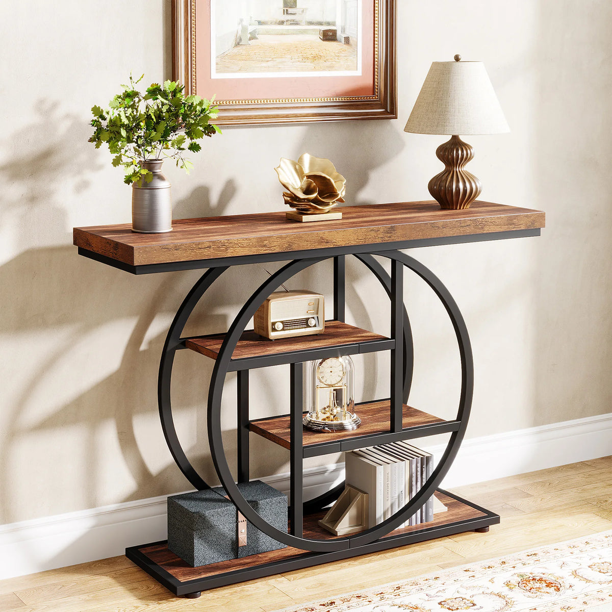 Tribesigns Four Tier Industrial Console Table With Storage