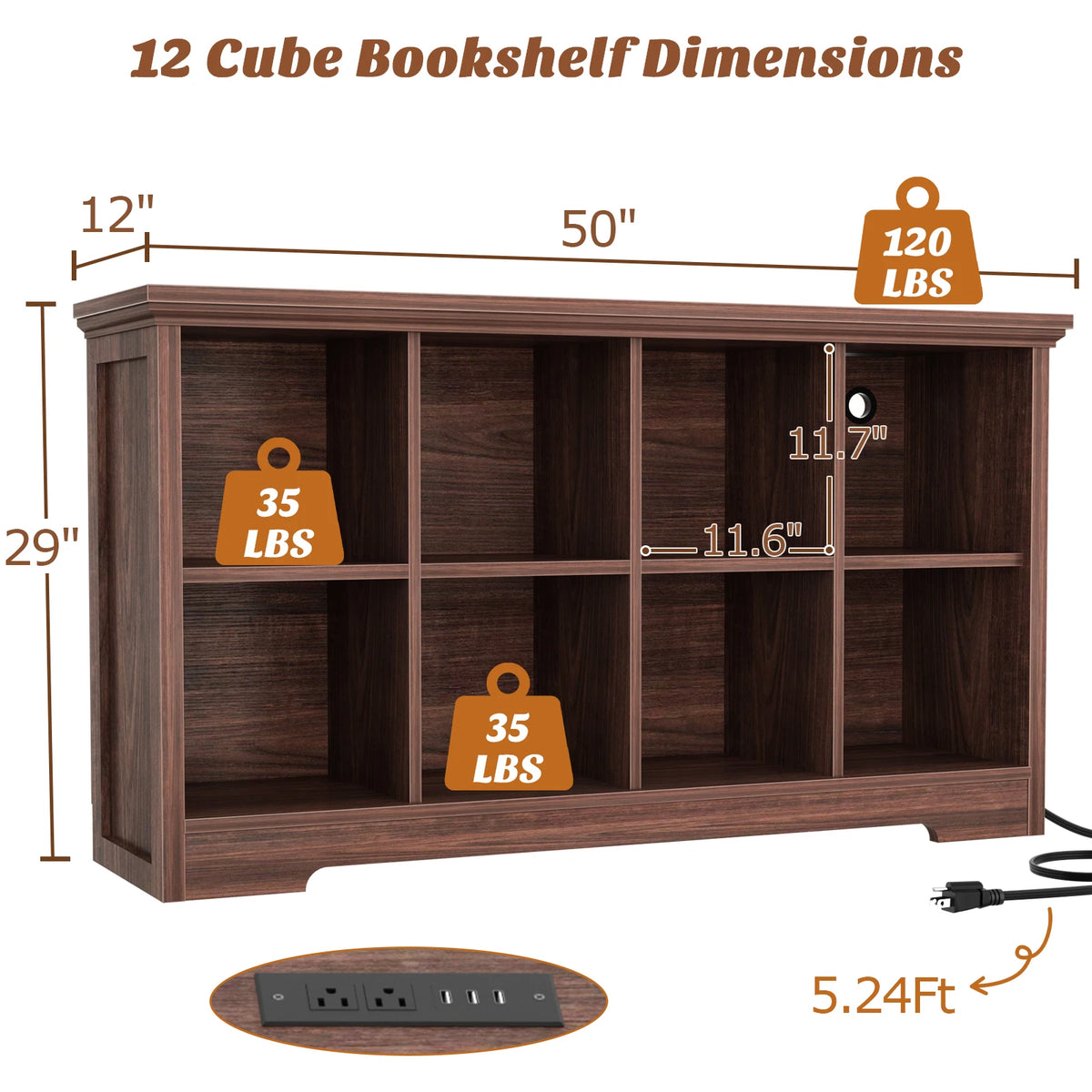 Aheaplus 8 Cube Organizer With Charging Ports And USB Outlets