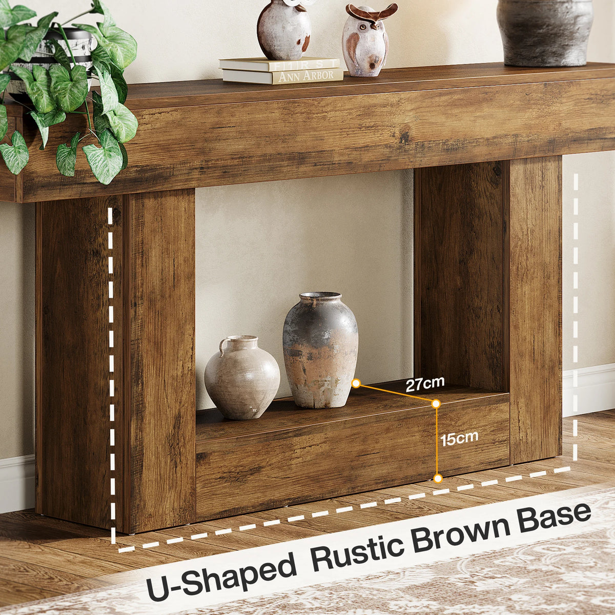 Tribesigns Farmhouse Two Tier Entryway Console Table U Shaped Base