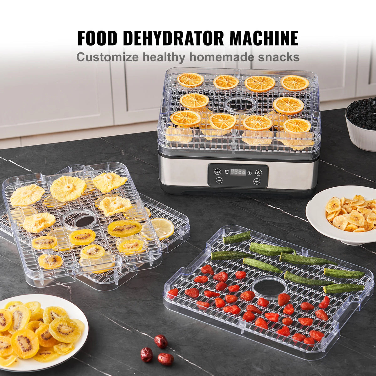 VEVOR 5 Tray Stainless Steel Food Dehydrator With Digital Controls