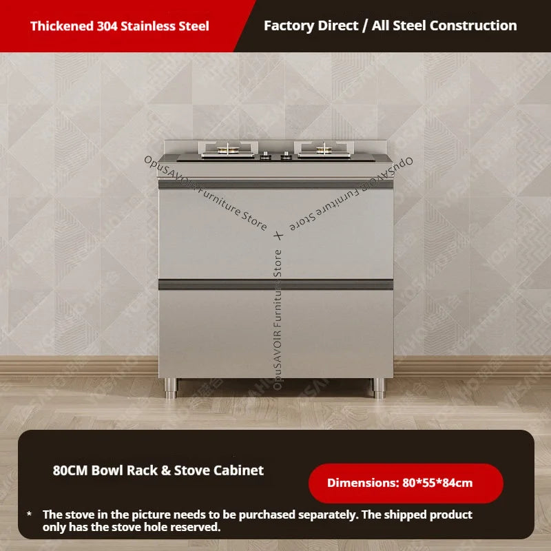 OAKCIA Stainless Steel Modular Kitchen Cabinet With Sink And Stove