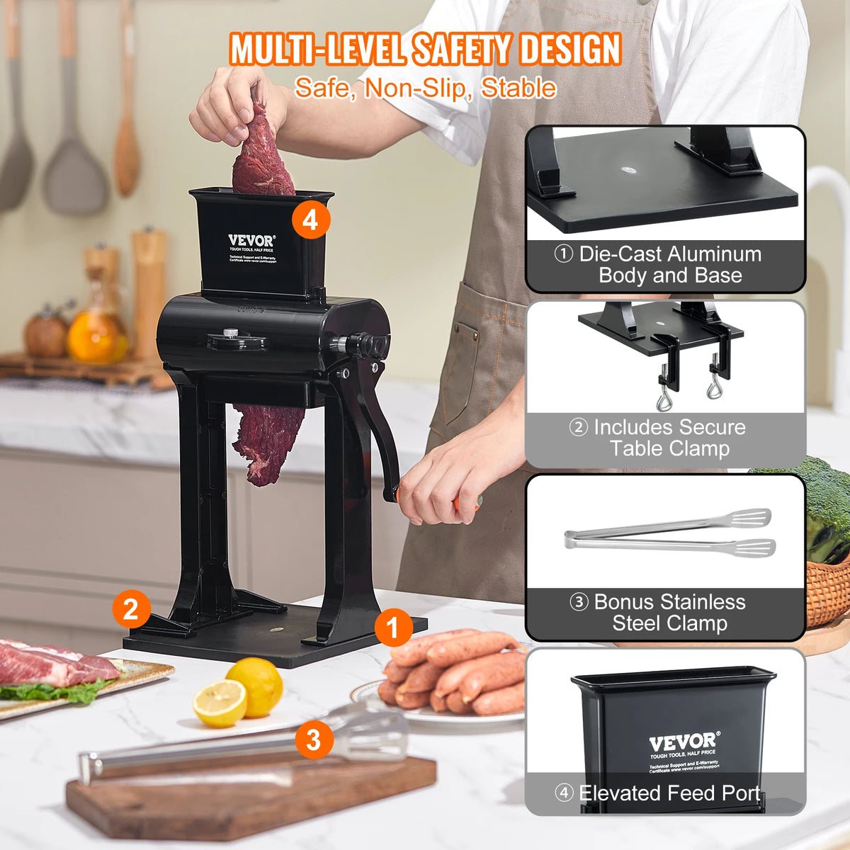 SucceBuy Commercial Manual Stainless Steel Meat Tenderizer Machine