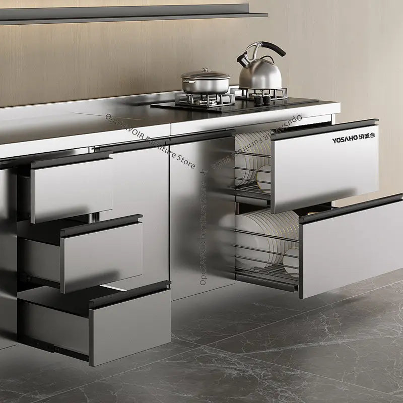 OAKCIA Stainless Steel Modular Kitchen Cabinet With Sink And Stove