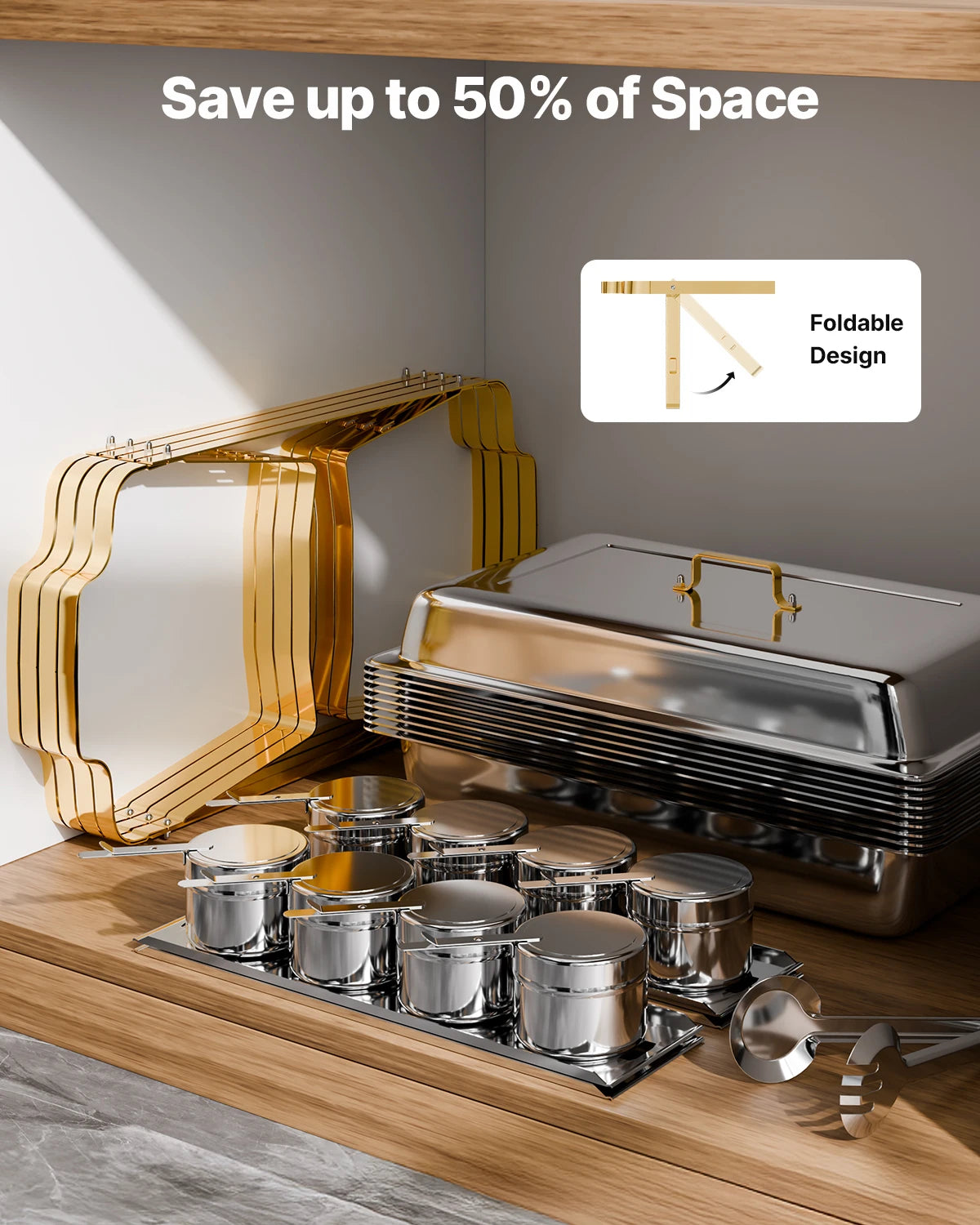 SucceBuy Stainless Steel Chafing Dish Buffet Set with Serving Pans