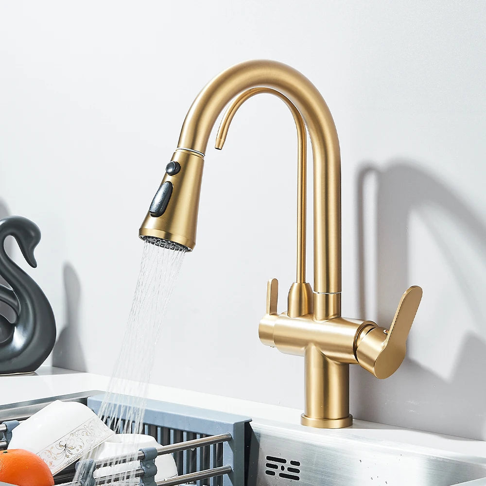 Onyzpily Touch Sensor Pull Out Kitchen Faucet Hot Cold Mixer