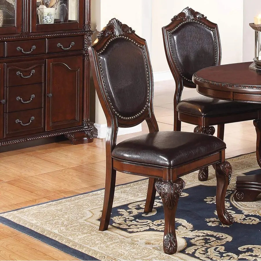 Classic Dining Set with Round Table and Four Side Chairs