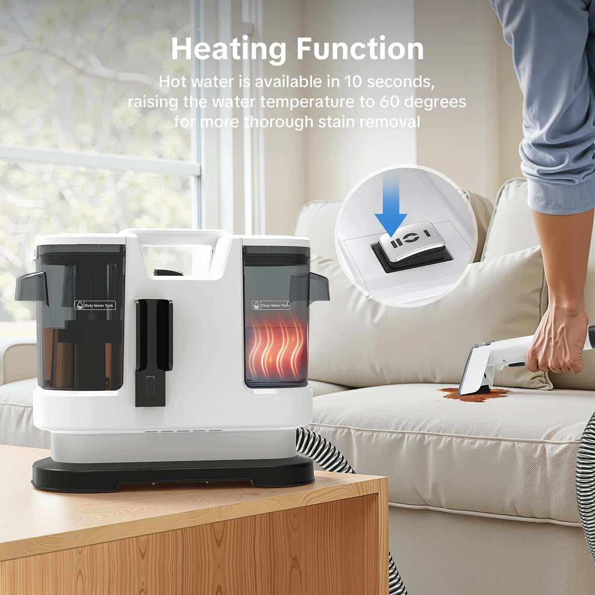 Lubluelu Heated Carpet Cleaner With Powerful Suction And Self Cleaning