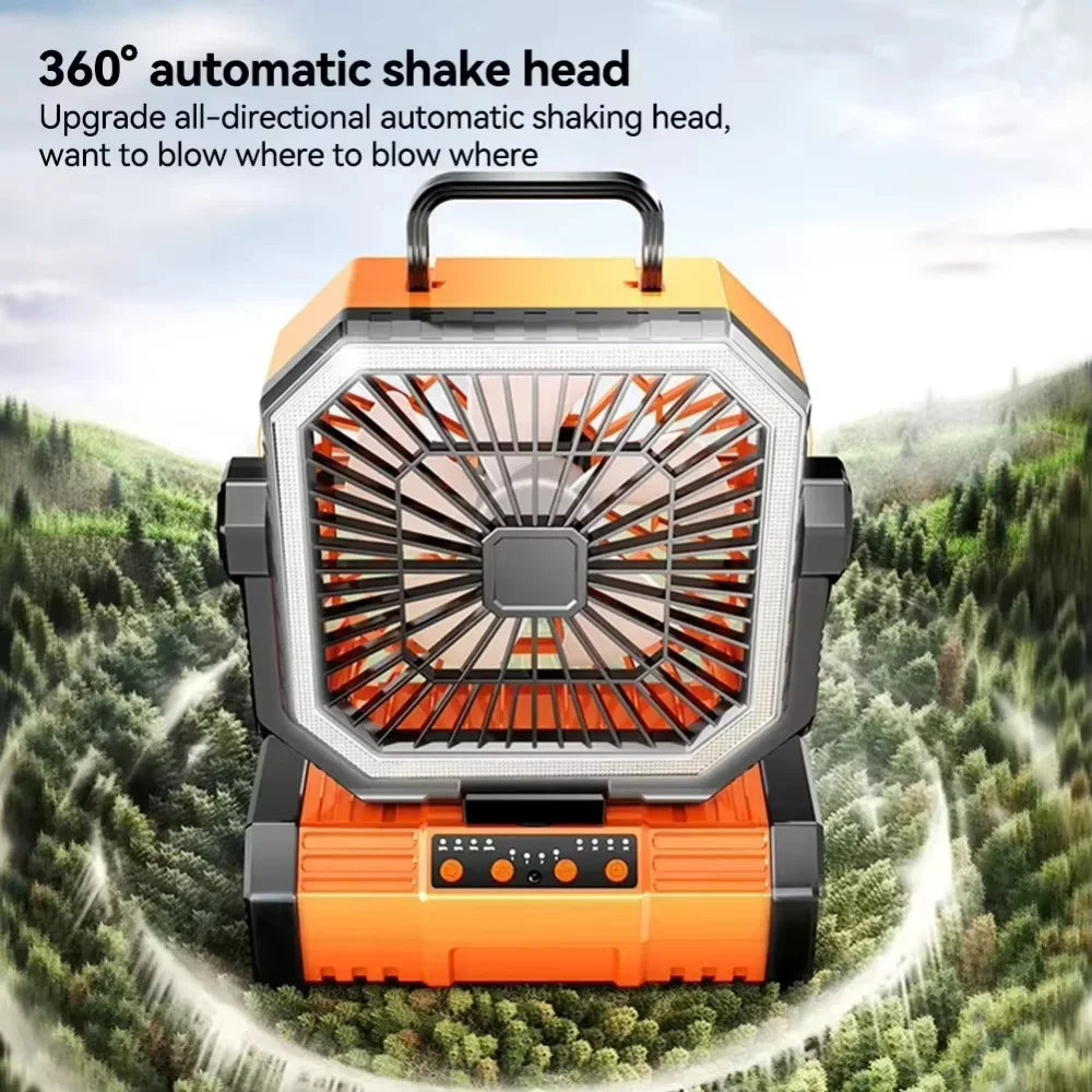 Rechargeable Camping Fan With LED Lantern And Remote Control for Outdoor Use