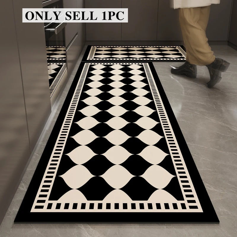 Kitchen Floor Mat PVC Leather Waterproof Non-slip Carpet  Retro Style Rug Long Oil-proof Foot Mats Home Decoration Rugs 주방 카펫