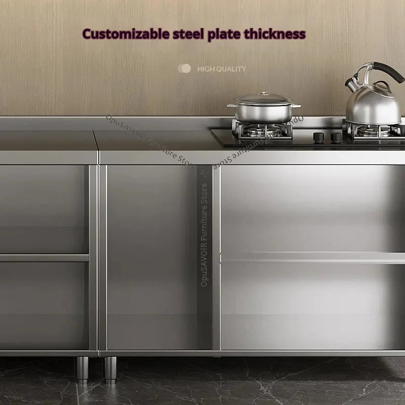 OAKCIA Stainless Steel Modular Kitchen Cabinet With Sink And Stove