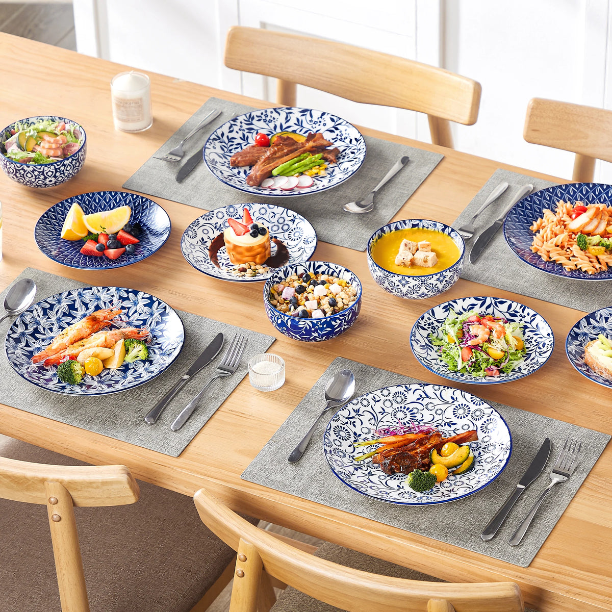 MALACASA Ceramic Dinnerware Plates And Bowls Tableware Set
