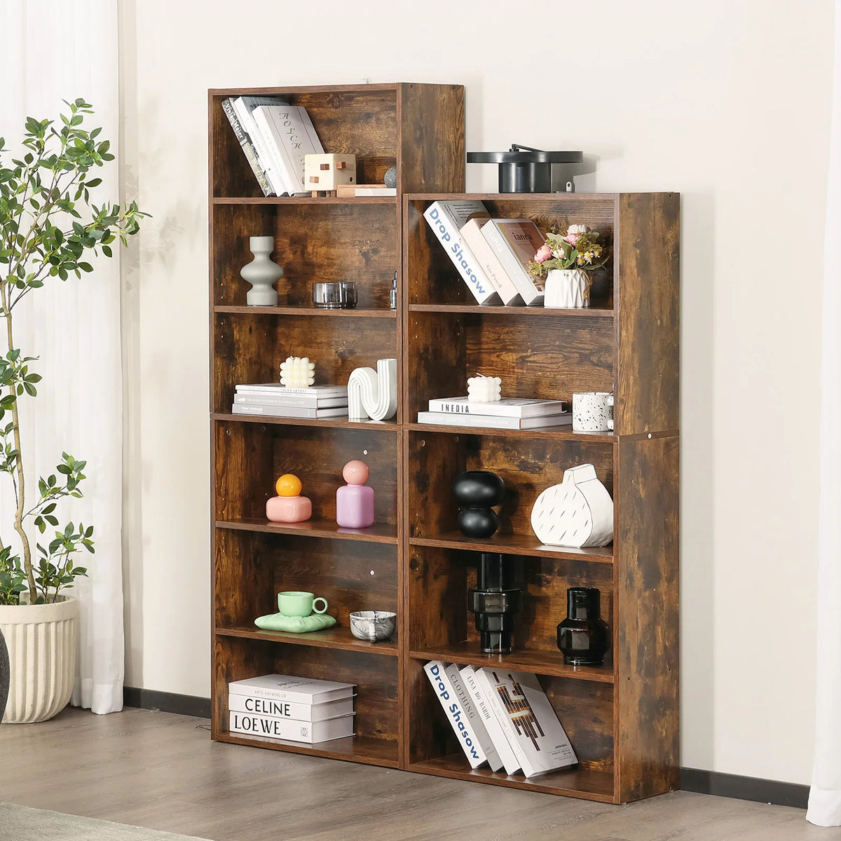 JHK Modern Wooden Bookcase With Open Shelf Storage