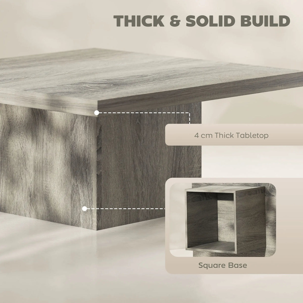 HOMCOM Modern Wood Square Coffee Table With Minimalist Design