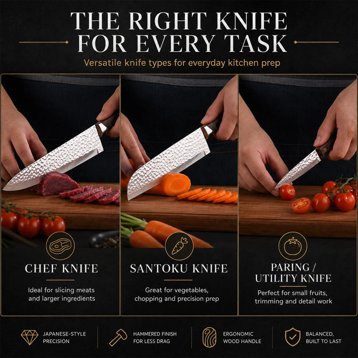 Professional Stainless Steel Kitchen Knife Set With Sharpener And Holder