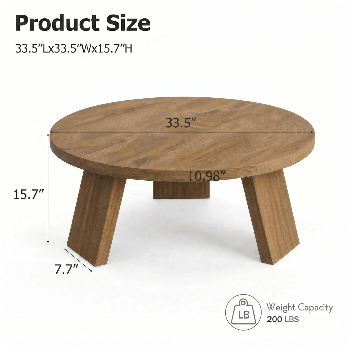 HiMISS Modern Coffee Table With Wood Grain And Angled Legs
