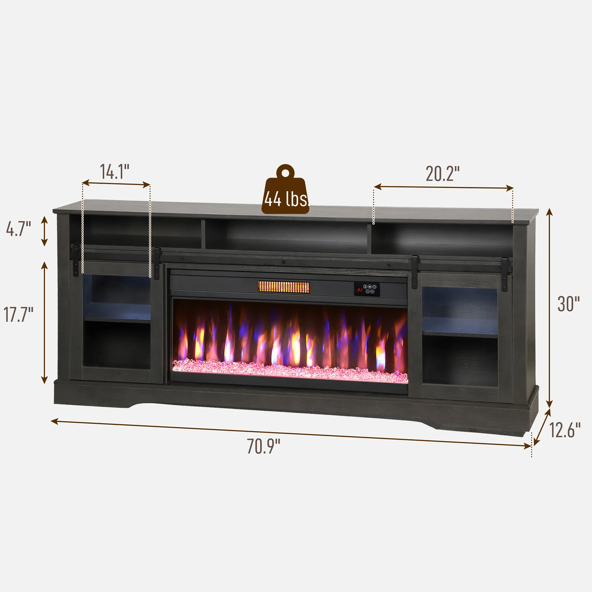 HOMCOM Modern TV Stand With Electric Fireplace And LED Lighting