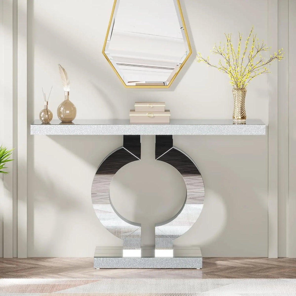 Tribesigns Modern Mirrored Console Table for Entryway and Living Room