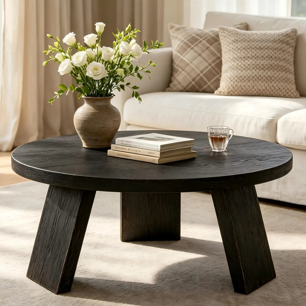 HiMISS Modern Coffee Table With Wood Grain And Angled Legs