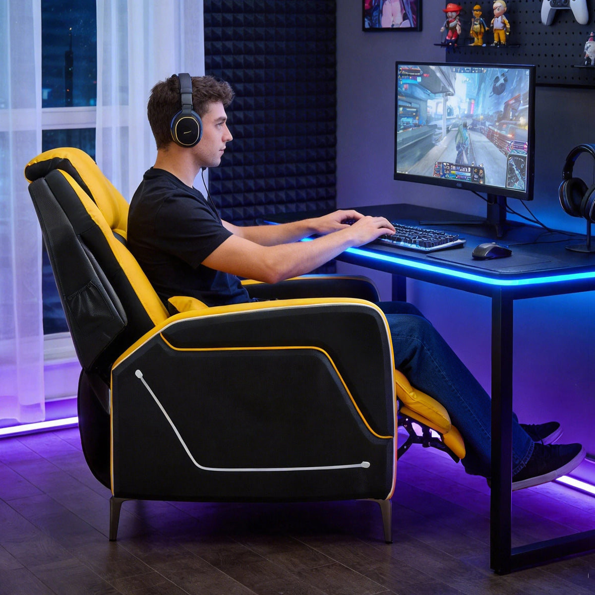TCGBKAF Ergonomic Gaming Recliner Chair With Footrest And Lumbar Pillow