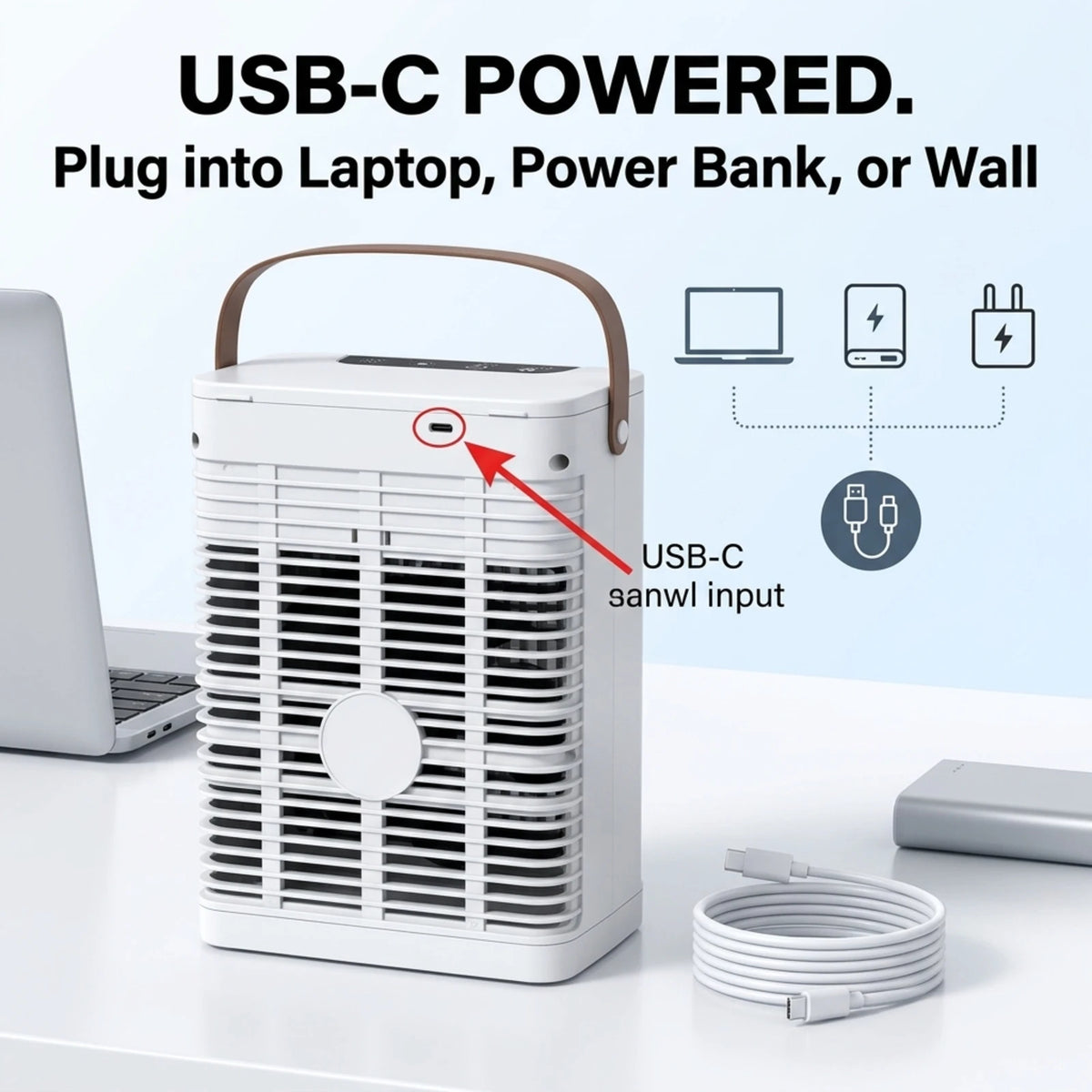 Portable Evaporative Air Cooler And Humidifier With USB Fan