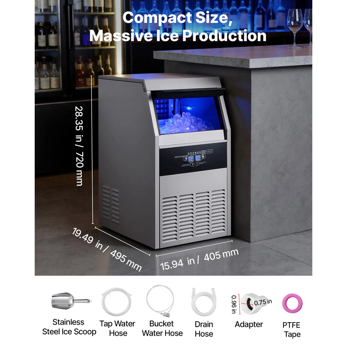 SucceBuy Commercial Ice Maker for Built In or Freestanding Use
