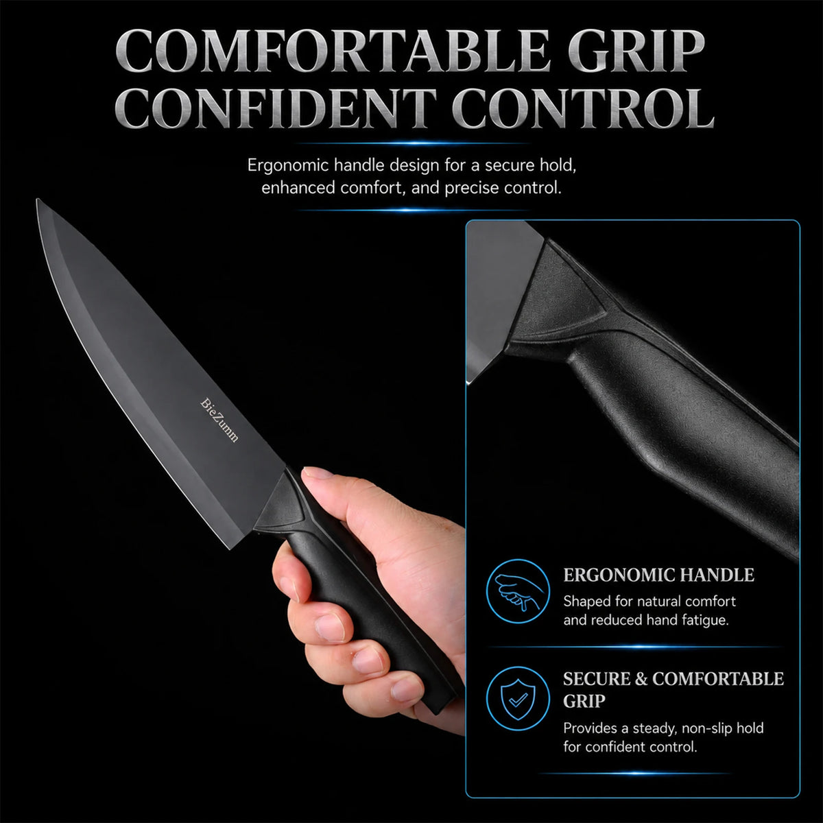 Stainless Steel Kitchen Knife Set With Ergonomic Handles