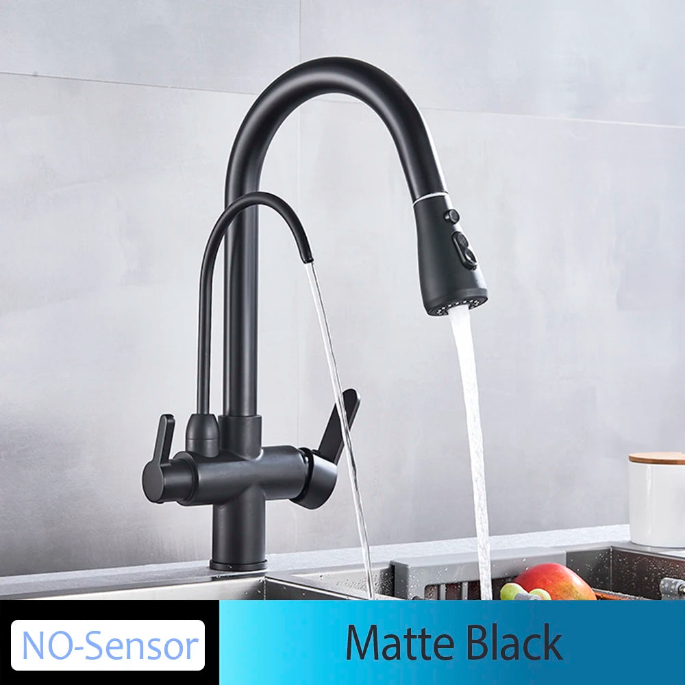 Onyzpily Touch Sensor Pull Out Kitchen Faucet Hot Cold Mixer