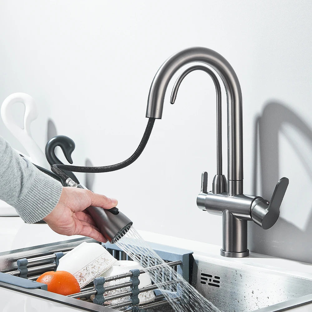 Onyzpily Touch Sensor Pull Out Kitchen Faucet Hot Cold Mixer