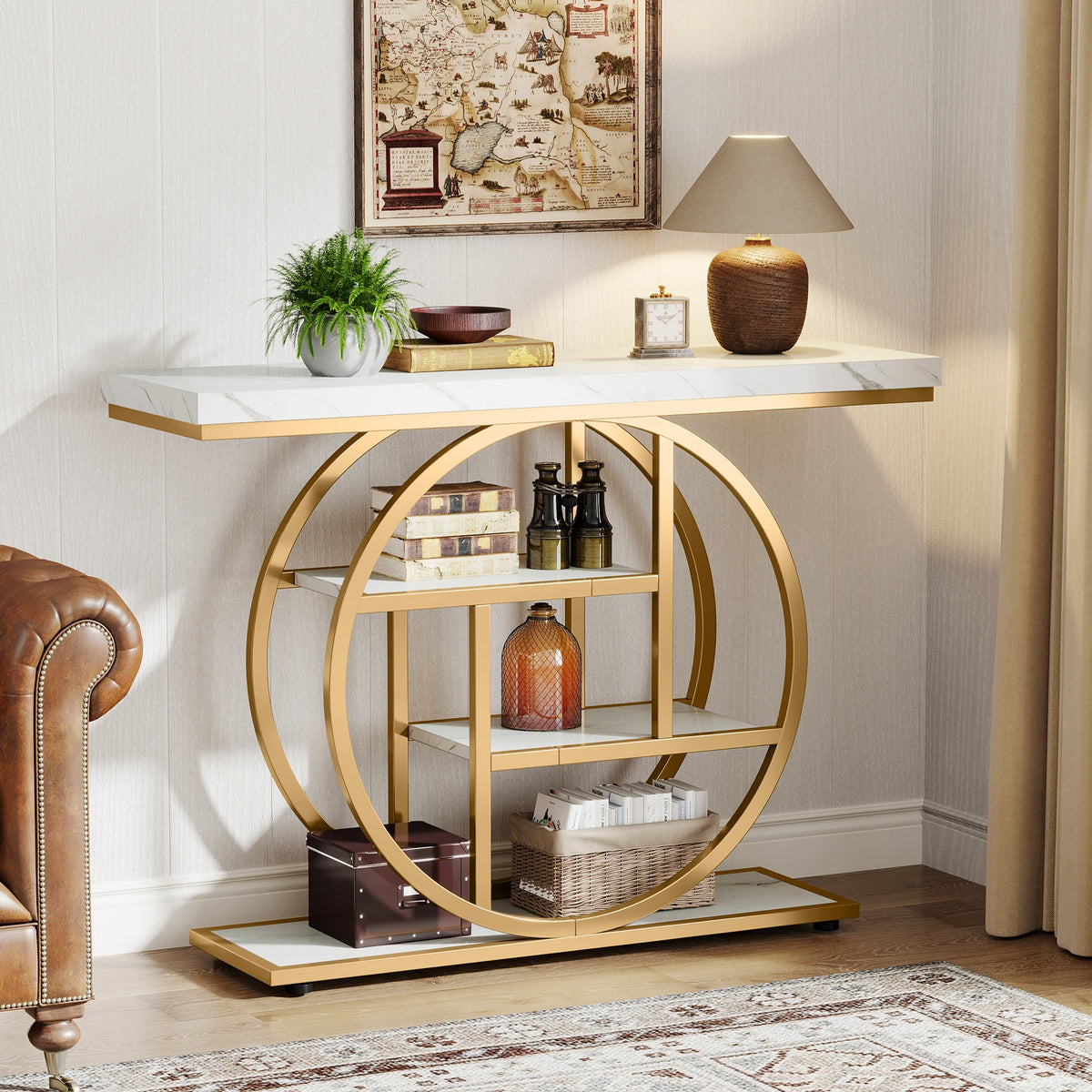 Tribesigns Four Tier Industrial Console Table With Storage