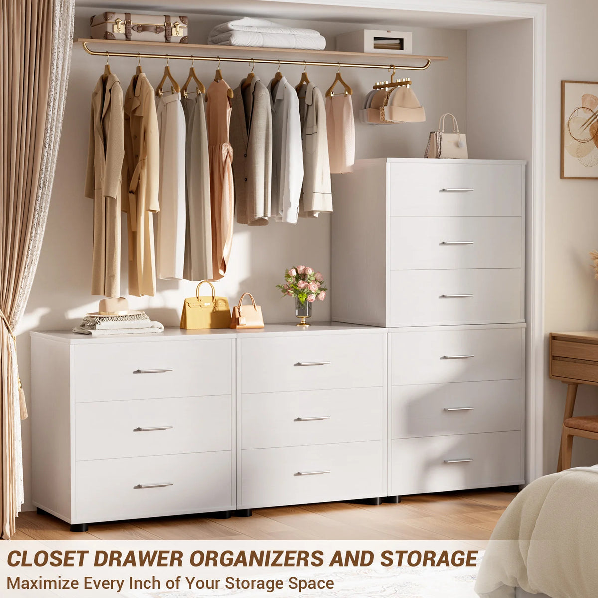 Aheaplus Wooden Drawer Storage Cabinet For Bedroom And Home Organization