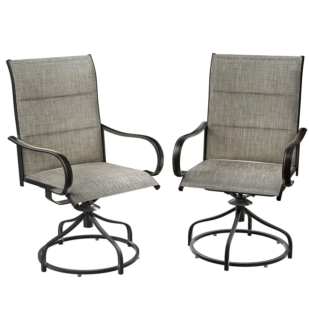 Set Of Two Outdoor Patio Padded Swivel Chairs With Cushions