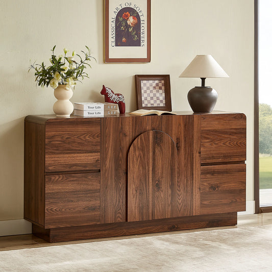 ONBRILL Modern Sideboard Cabinet With Drawers And Arched Doors