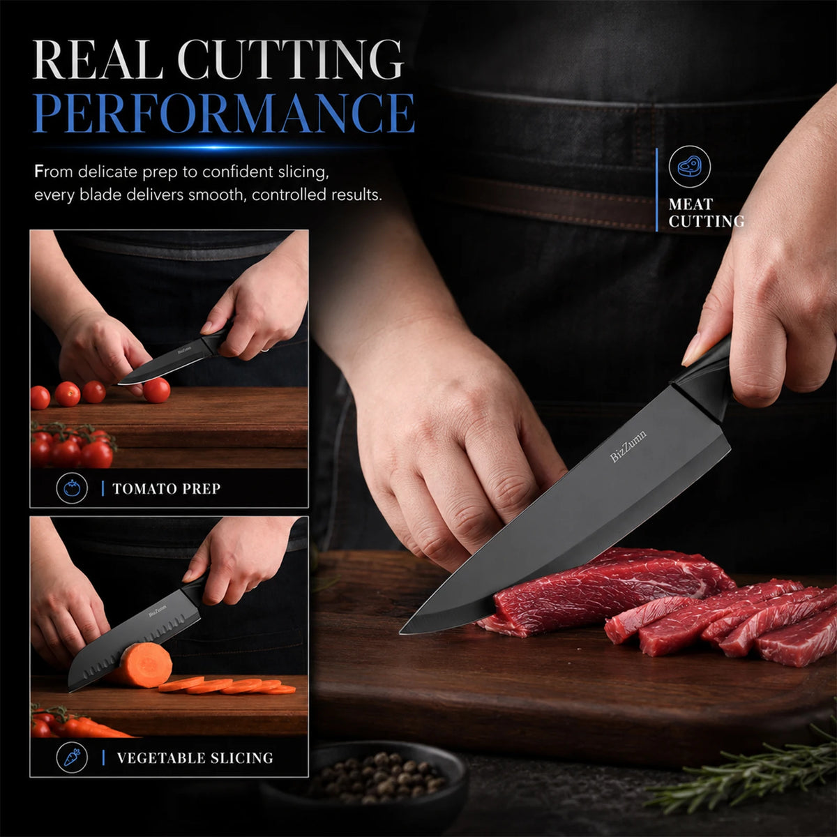 Stainless Steel Kitchen Knife Set With Ergonomic Handles