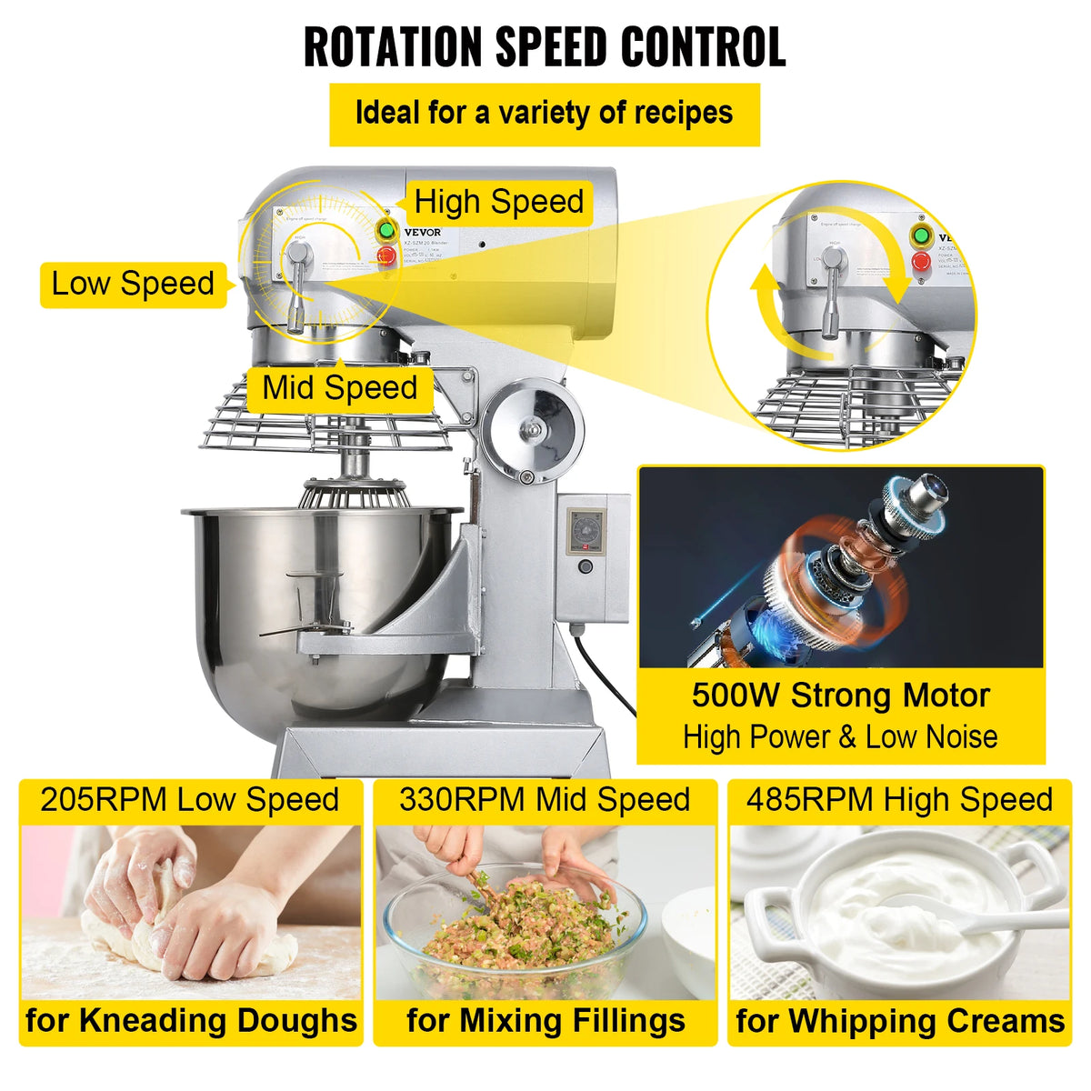 SucceBuy Commercial Food Mixer With Three Speed Settings