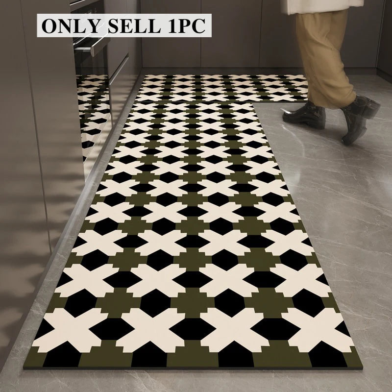 Kitchen Floor Mat PVC Leather Waterproof Non-slip Carpet  Retro Style Rug Long Oil-proof Foot Mats Home Decoration Rugs 주방 카펫