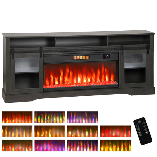 HOMCOM Modern TV Stand With Electric Fireplace And LED Lighting