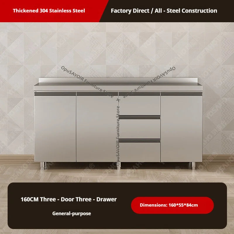 OAKCIA Stainless Steel Modular Kitchen Cabinet With Sink And Stove