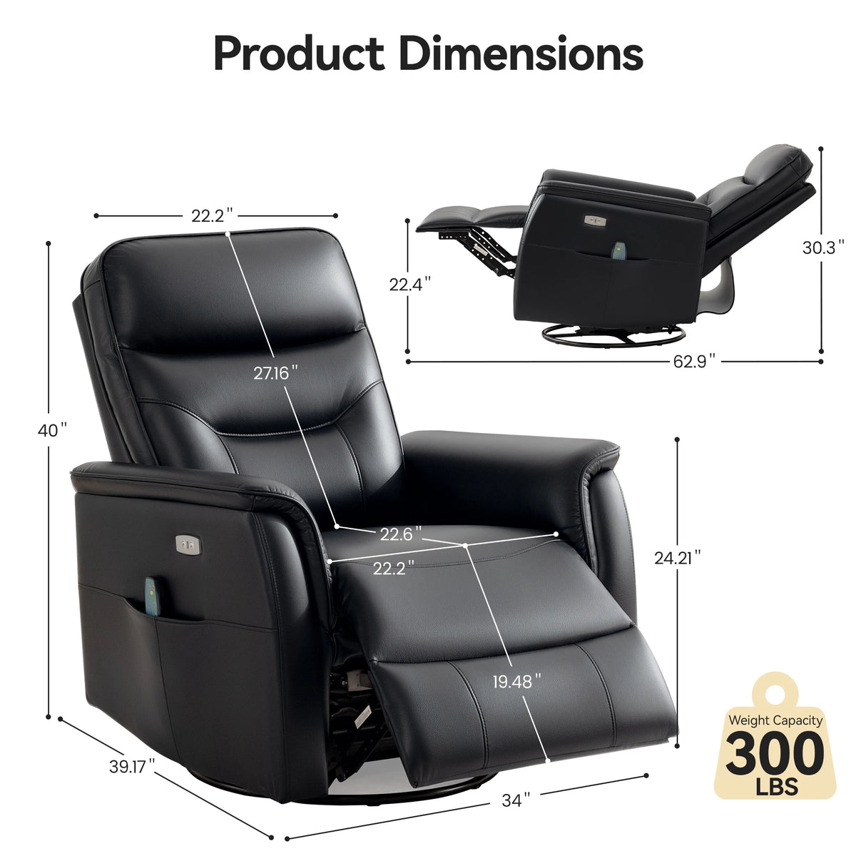 KERDOM Power Lift Recliner Chair With Massage And Lumbar Heating