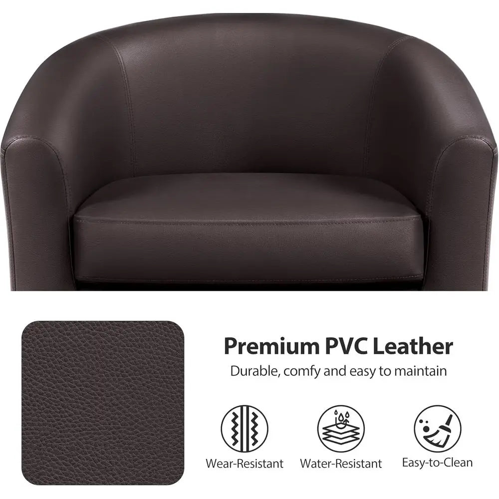 PU Leather Barrel Accent Chairs With Soft Padded Club Seating