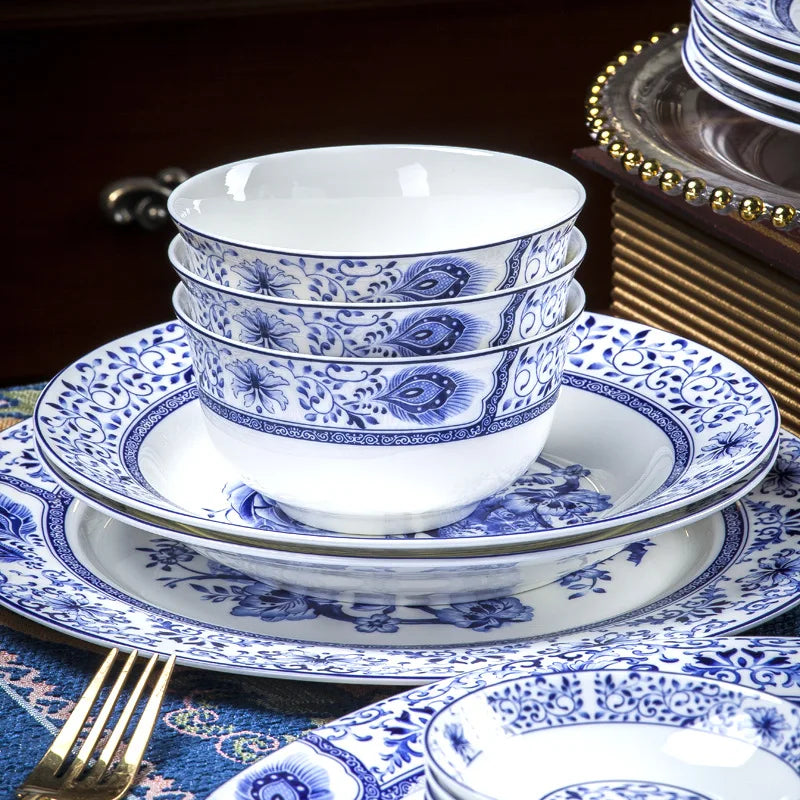 GuMiGD Jingdezhen Bone China Dinnerware Set With Bowls And Plates