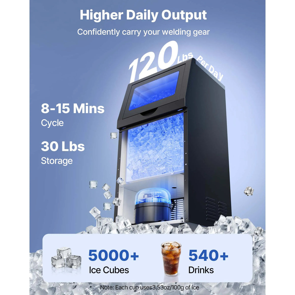 SucceBuy Commercial Ice Maker for Built In or Freestanding Use